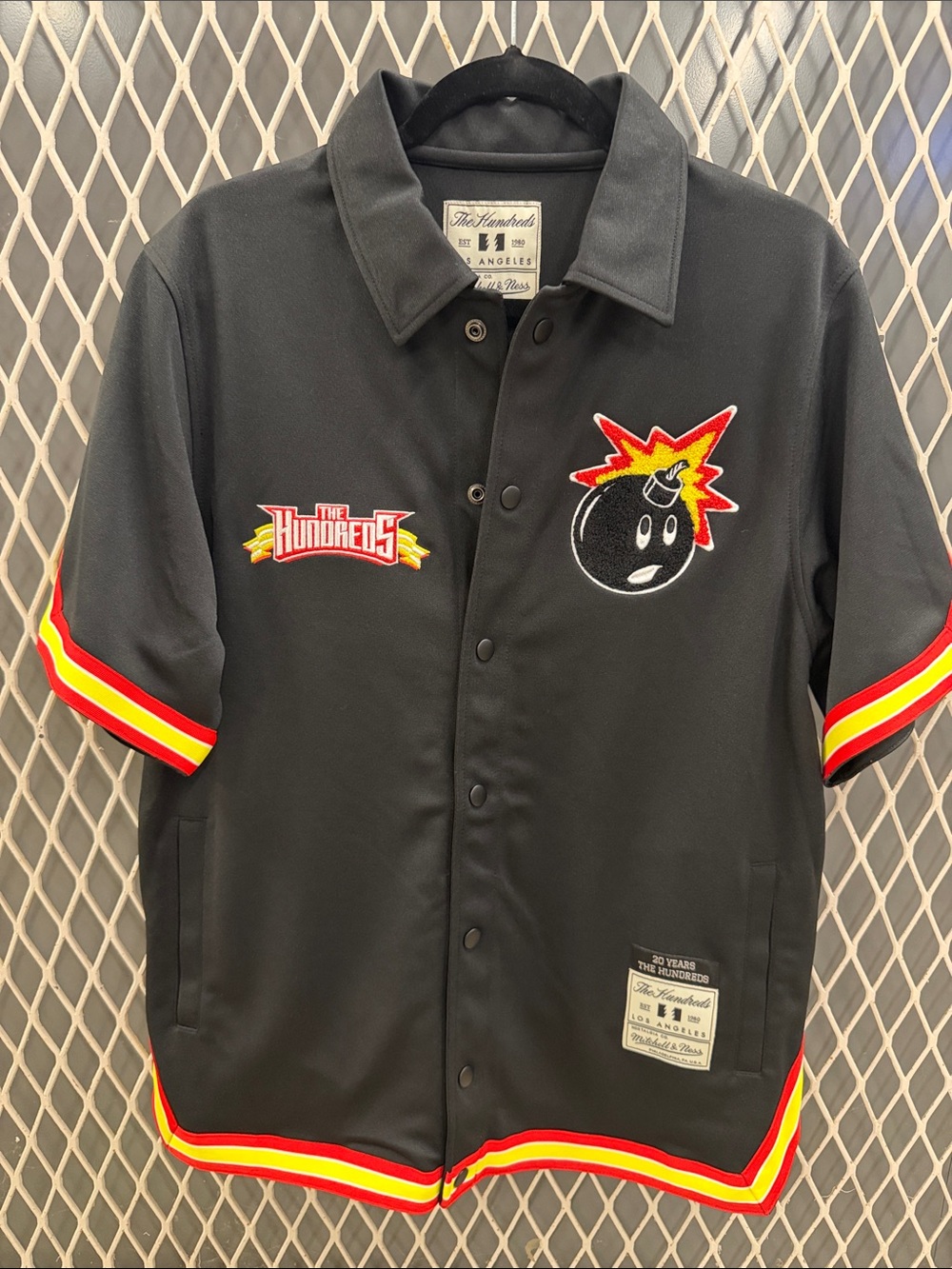 The Hundreds Black Coach Shirt with Red and Yellow Trim